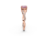 Rose gold Fancy Pink Cushion  Cut Diamond Twisted Band Engagement Ring with Prong Setting_5