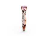 Rose gold Fancy Pink Cushion  Cut Diamond Twisted Band with Pavé Setting and Four-Prong Setting_21