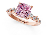 Rose gold Fancy Pink Cushion  Cut Diamond Vine Band with Four-Prong Setting_58