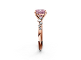 Rose gold Fancy Pink Cushion  Cut Diamond Vine Band with Four-Prong Setting_59