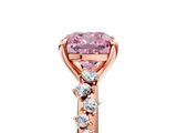 Rose gold Fancy Pink Cushion  Cut Diamond Vine Band with Four-Prong Setting_62