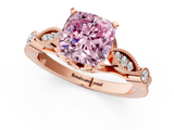 Rose gold Fancy Pink Cushion  Cut Diamond with Milgrain Marquise and Bezel Accents on a Solitaire Band with Prong Setting_192