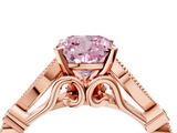 Rose gold Fancy Pink Cushion  Cut Diamond with Milgrain Marquise and Bezel Accents on a Solitaire Band with Prong Setting_195
