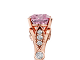 Rose gold Fancy Pink Cushion  Cut Diamond with Milgrain Marquise and Bezel Accents on a Solitaire Band with Prong Setting_196