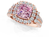 Rose gold Fancy Pink Cushion  Cut Double Halo Diamond Engagement Ring with Pave Band and Four-Prong Setting_26