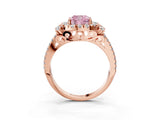Rose gold Fancy Pink Cushion  Cut Double Halo Diamond Engagement Ring with Pave Band and Four-Prong Setting_28