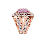 Rose gold Fancy Pink Cushion  Cut Double Halo Split Shank Diamond Ring with Prong Setting_53