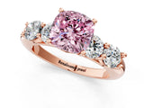 Rose gold Fancy Pink Cushion  Cut Five-Stone Prong Set Diamond Ring with Classic Band_33