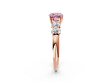 Rose gold Fancy Pink Cushion  Cut Five-Stone Prong Set Diamond Ring with Classic Band_34