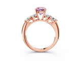 Rose gold Fancy Pink Cushion  Cut Five-Stone Prong Set Diamond Ring with Classic Band_35