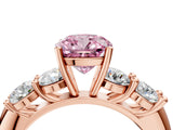 Rose gold Fancy Pink Cushion  Cut Five-Stone Prong Set Diamond Ring with Classic Band_36