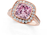 Rose gold Fancy Pink Cushion Cut Halo Bezel Diamond Pave Band Ring_1