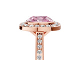 Rose gold Fancy Pink Cushion Cut Halo Bezel Diamond Pave Band Ring_5