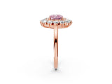 Rose gold Fancy Pink Cushion Cut Halo Cluster Diamond Ring with Pave Band and Four-Prong Setting_14