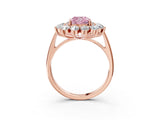 Rose gold Fancy Pink Cushion Cut Halo Cluster Diamond Ring with Pave Band and Four-Prong Setting_15