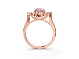 Rose gold Fancy Pink Cushion Cut Halo Diamond Cluster Ring with Marquise and Round Stones on a White Gold Band with Prong Setting_3