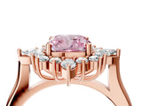 Rose gold Fancy Pink Cushion Cut Halo Diamond Cluster Ring with Marquise and Round Stones on a White Gold Band with Prong Setting_4