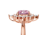 Rose gold Fancy Pink Cushion Cut Halo Diamond Cluster Ring with Marquise and Round Stones on a White Gold Band with Prong Setting_5