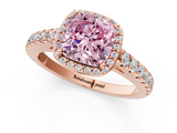 Rose gold Fancy Pink Cushion  Cut Halo Diamond Engagement Ring with Pave Band and Four-Prong Setting_29