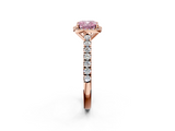 Rose gold Fancy Pink Cushion  Cut Halo Diamond Engagement Ring with Pave Band and Four-Prong Setting_30