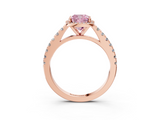 Rose gold Fancy Pink Cushion  Cut Halo Diamond Engagement Ring with Pave Band and Four-Prong Setting_31