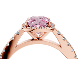 Rose gold Fancy Pink Cushion  Cut Halo Diamond Engagement Ring with Pave Band and Four-Prong Setting_32