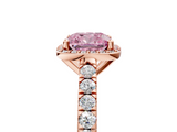 Rose gold Fancy Pink Cushion  Cut Halo Diamond Engagement Ring with Pave Band and Four-Prong Setting_33
