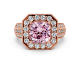 Rose gold Fancy Pink Cushion Cut Halo Diamond Engagement Ring with Pave Split Shank and Four-Prong Setting_12