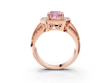 Rose gold Fancy Pink Cushion Cut Halo Diamond Engagement Ring with Pave Split Shank and Four-Prong Setting_15