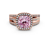 Rose gold Fancy Pink Cushion  Cut Halo Diamond Engagement Ring with Split Shank and Four-Prong Setting_20