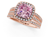 Rose gold Fancy Pink Cushion  Cut Halo Diamond Engagement Ring with Split Shank and Four-Prong Setting_21