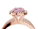 Rose gold Fancy Pink Cushion  Cut Halo Diamond Engagement Ring with Split Shank and Four-Prong Setting_24