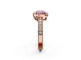 Rose gold Fancy Pink Cushion  Cut Halo Diamond Pave Band Ring with Four-Prong Setting_46
