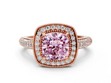 Rose gold Fancy Pink Cushion  Cut Halo Diamond Pave Band with Four-Prong Setting_37