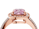Rose gold Fancy Pink Cushion  Cut Halo Diamond Pave Band with Four-Prong Setting_41