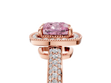 Rose gold Fancy Pink Cushion  Cut Halo Diamond Pave Band with Four-Prong Setting_42