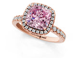 Rose gold Fancy Pink Cushion Cut Halo Diamond Pave Band with Prong Setting_1
