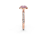 Rose gold Fancy Pink Cushion Cut Halo Diamond Pave Band with Prong Setting_2
