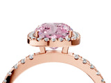 Rose gold Fancy Pink Cushion Cut Halo Diamond Pave Band with Prong Setting_4