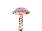 Rose gold Fancy Pink Cushion Cut Halo Diamond Pave Band with Prong Setting_5