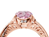 Rose gold Fancy Pink Cushion  Cut Halo Diamond Ring with Channel Set Band and Four-Prong Setting_36