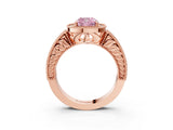 Rose gold Fancy Pink Cushion  Cut Halo Diamond Ring with Pavé Band and Four-Prong Setting_72