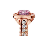 Rose gold Fancy Pink Cushion  Cut Halo Diamond Ring with Pavé Band and Four-Prong Setting_74