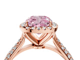 Rose gold Fancy Pink Cushion Cut Halo Diamond Ring with Pavé Band_4