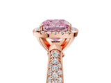 Rose gold Fancy Pink Cushion Cut Halo Diamond Ring with Pavé Band_5