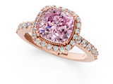 Rose gold Fancy Pink Cushion  Cut Halo Diamond Ring with Pave Band and Four-Prong Setting_26
