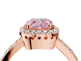 Rose gold Fancy Pink Cushion  Cut Halo Diamond Ring with Pave Band and Four-Prong Setting_29