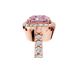 Rose gold Fancy Pink Cushion  Cut Halo Diamond Ring with Pave Band and Four-Prong Setting_30