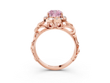 Rose gold Fancy Pink Cushion  Cut Halo Diamond Ring with Scrollwork Band and Four-Prong Setting_104
