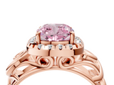Rose gold Fancy Pink Cushion  Cut Halo Diamond Ring with Scrollwork Band and Four-Prong Setting_105
